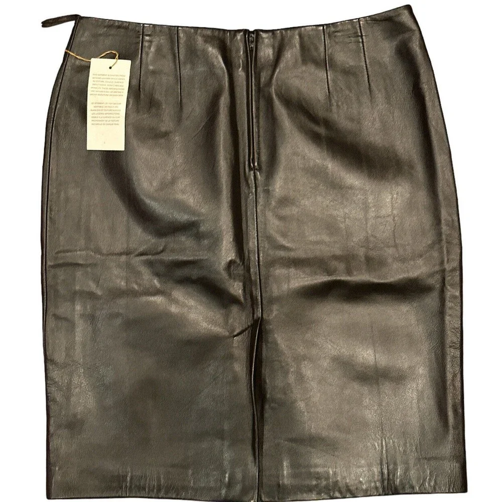 Margaret Godfrey NWT black lined leather skirt size‎ 12